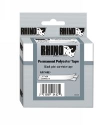 LABEL TAPE DYMO 12MMX5.5M RHINO PERM POLYESTER WHITE PLP-WHT-1/2