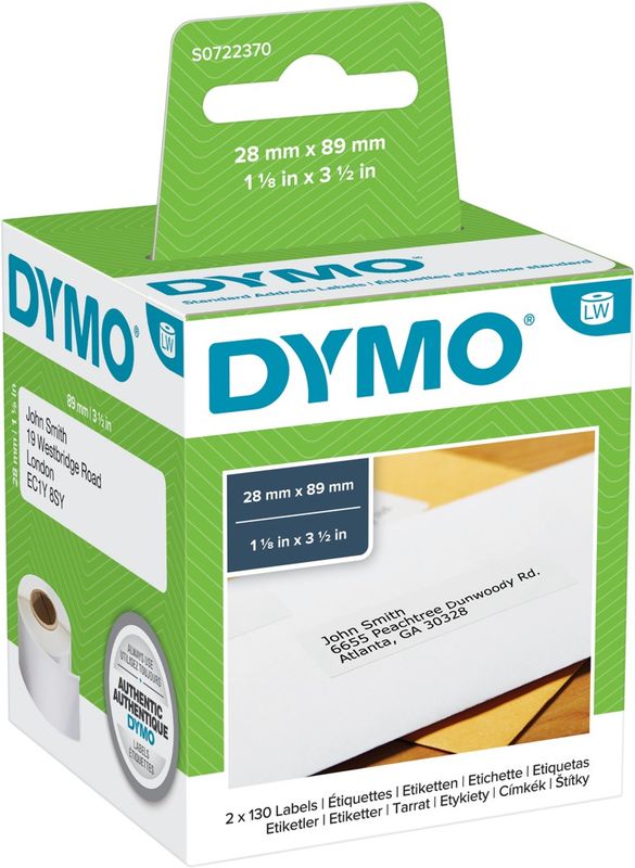 LABEL DYMO LABELWRITER STANDARD ADDRESS LABELS 28X89MM WHITE