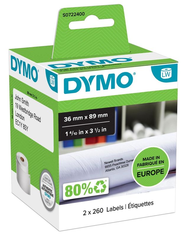 LABEL DYMO LABELWRITER LARGE ADDRESS LABELS 36X89MM WHITE