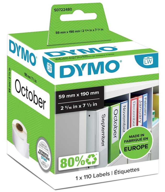 LABEL DYMO LABELWRITER 59X190 L/ARCH WHITE 1ROLL