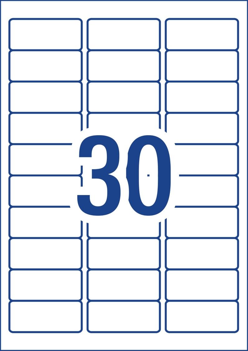 LABEL AVERY COPIER/LASER L7158GU 64X26.7 30UP BX100