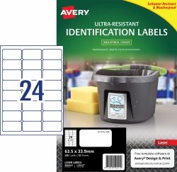 LABEL AVERY LASER L7912 ULTRA RESISTANT 63.5X33.9MM 24UP PK10