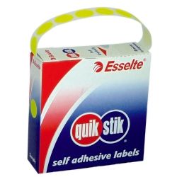 LABEL QUIK STIK DISP 14MM FLUORO YELLOW DOT 700/ROLL