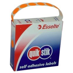 LABEL QUIK STIK DISP 14MM FLUORO ORANGE DOT 700/ROLL