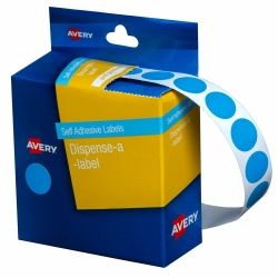 LABELS AVERY 14MM DOT DISPENSER LIGHT BLUE BX1050