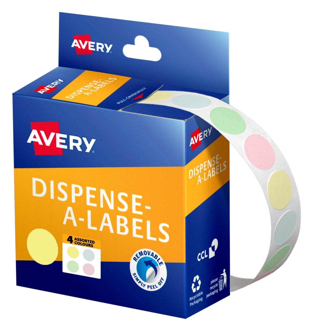LABEL AVERY 14MM DIAM FSC CIRCLE ASSORTED PASTEL PK600
