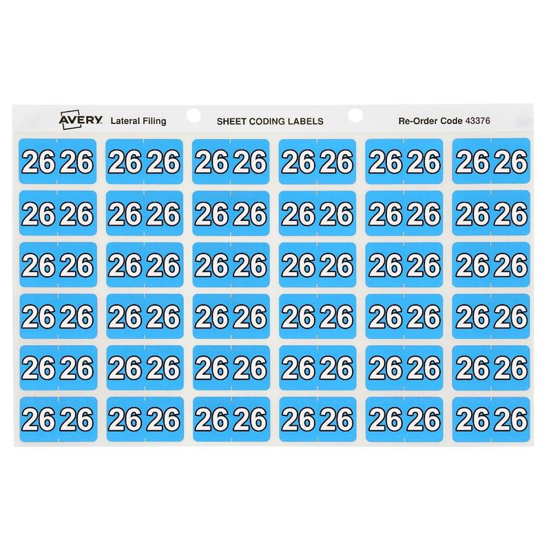 LABEL AVERY 38X25MM SIDE TAB YEAR CODE 26 LT BLUE BX180