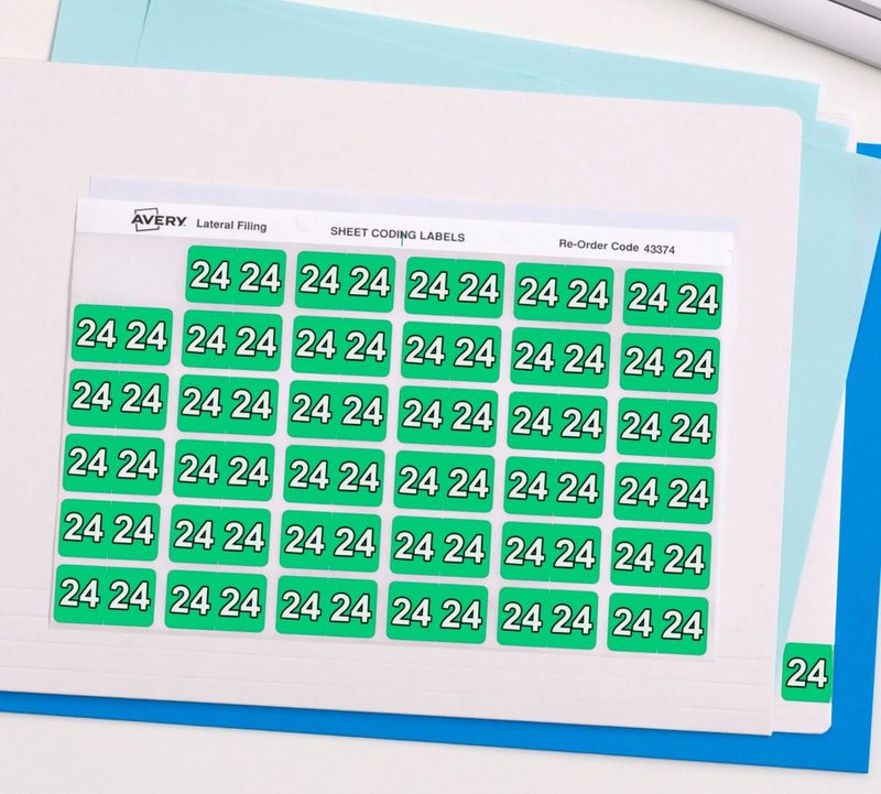 LABEL AVERY 25X38MM SIDE TAB 2024 YEAR CODE LIGHT GREEN PK180