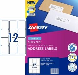 LABEL AVERY LASER L7164 ADDRESS 12UP WHITE PK100