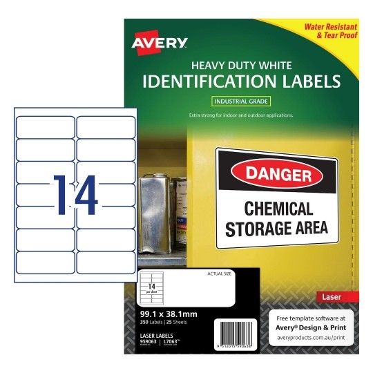 LABEL AVERY LASER L7063 ADDRESS H/DUTY 99.1X38.1 14UP PK25
