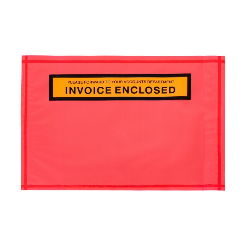 SELF ADHESIVE LOPES STYLUS 175MM X 125MM INVOICE ENCLOSED RED 1000/PACK