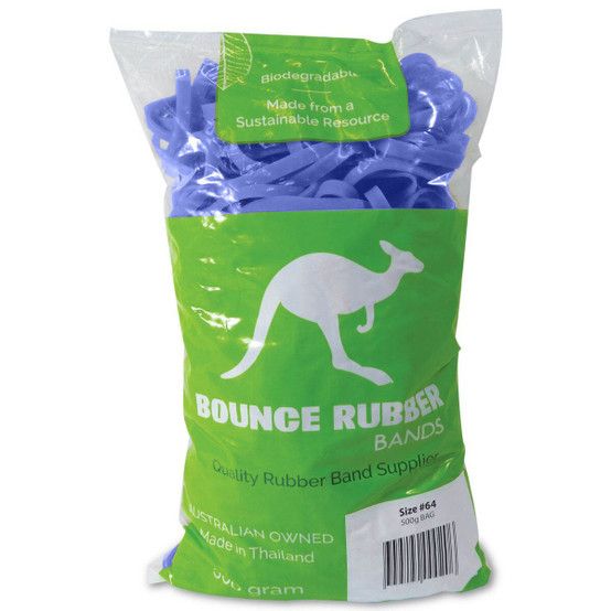 RUBBER BANDS BOUNCE BLUE 500GM SIZE 64