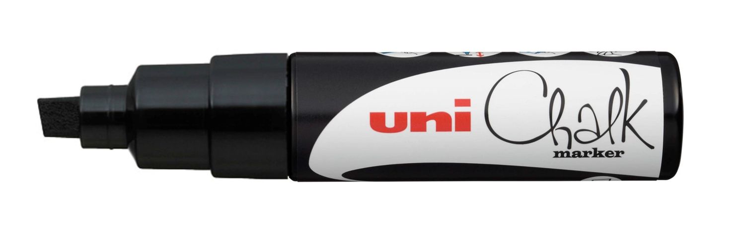 MARKER CHALK UNI 8MM CHISEL TIP BLACK