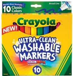 MARKER CRAYOLA ULTRA-CLEAN WASHABLE BROAD LINE CLASSIC COLORS PK10