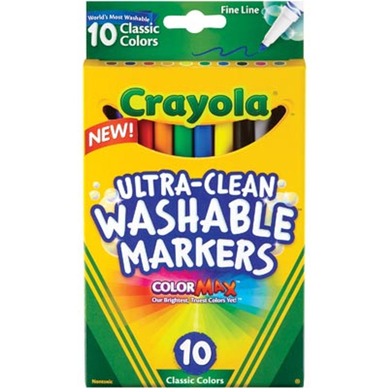 MARKER CRAYOLA ULTRACLEAN WASHABLE FINE LINE ASST PK10
