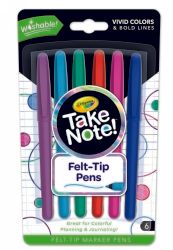MARKER CRAYOLA FINE TAKE NOTE! FELT TIP WASHABLE PK6 ASSORTED