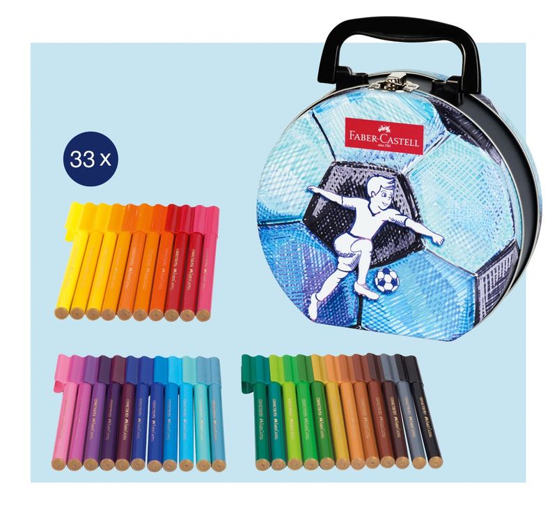 MARKER FABER CASTELL CONNECTOR GIFT SET TIN OF 33 SOCCERBALL
