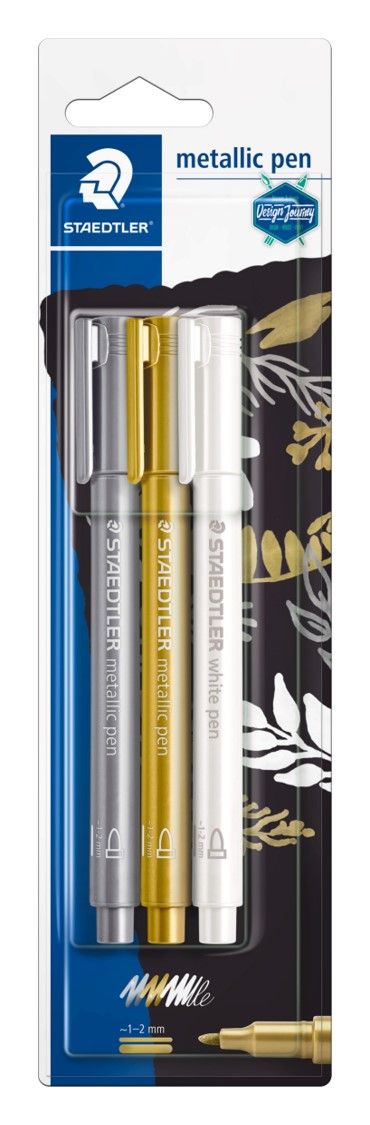 MARKER STAEDTLER METALLIC CD3 WHITE GOLD SILVER