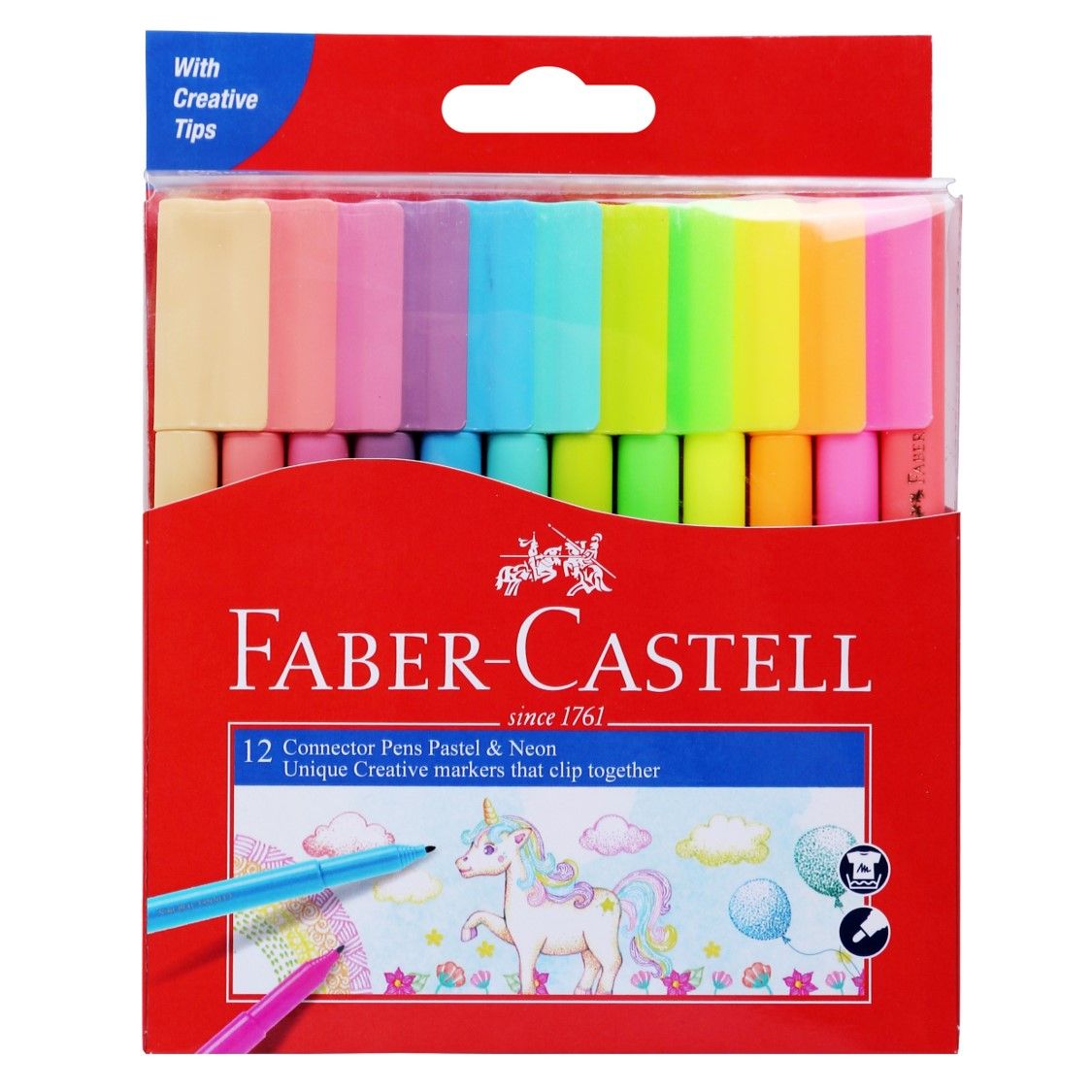 MARKER FABER-CASTELL CONNECTOR PEN PASTEL & NEON ASSTD PK12