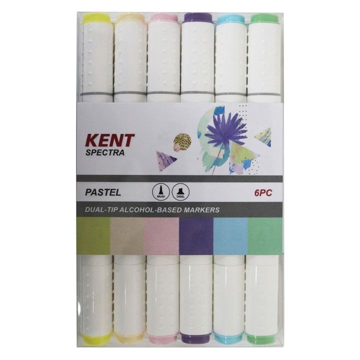 MARKER KENT SPECTRA GRAPHIC BRUSH & CHISEL NIBS PASTEL SET 6