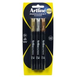 MARKER ARTLINE SUPREME 1.0MM METALLIC ASST PK3