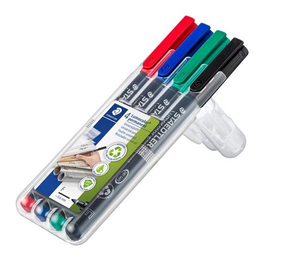 MARKER PEN STAEDTLER LUMOCOLOR PERMANENT 318 0.6MM F ASST WLT4