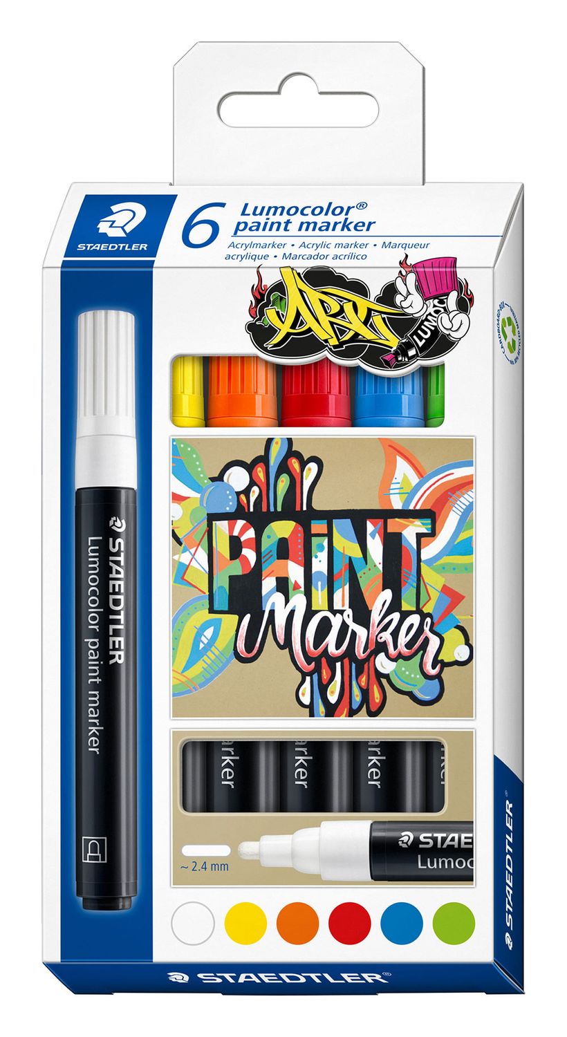 PAINT MARKER STAEDTLER LUMOCOLOR 349 ASSORTED PK6
