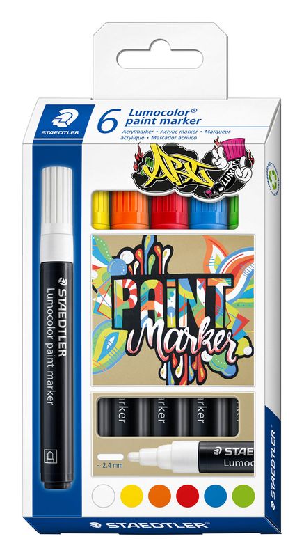 PAINT MARKER STAEDTLER LUMOCOLOR 349 ASSORTED PK6