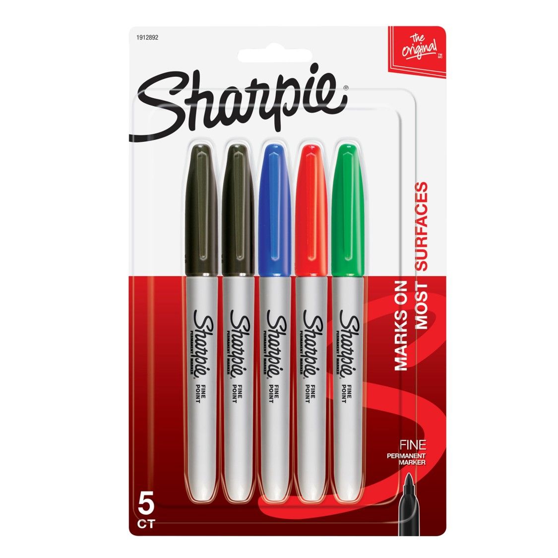 SP- MARKER PERMANENT SHARPIE FINE 5 CARDED ASST