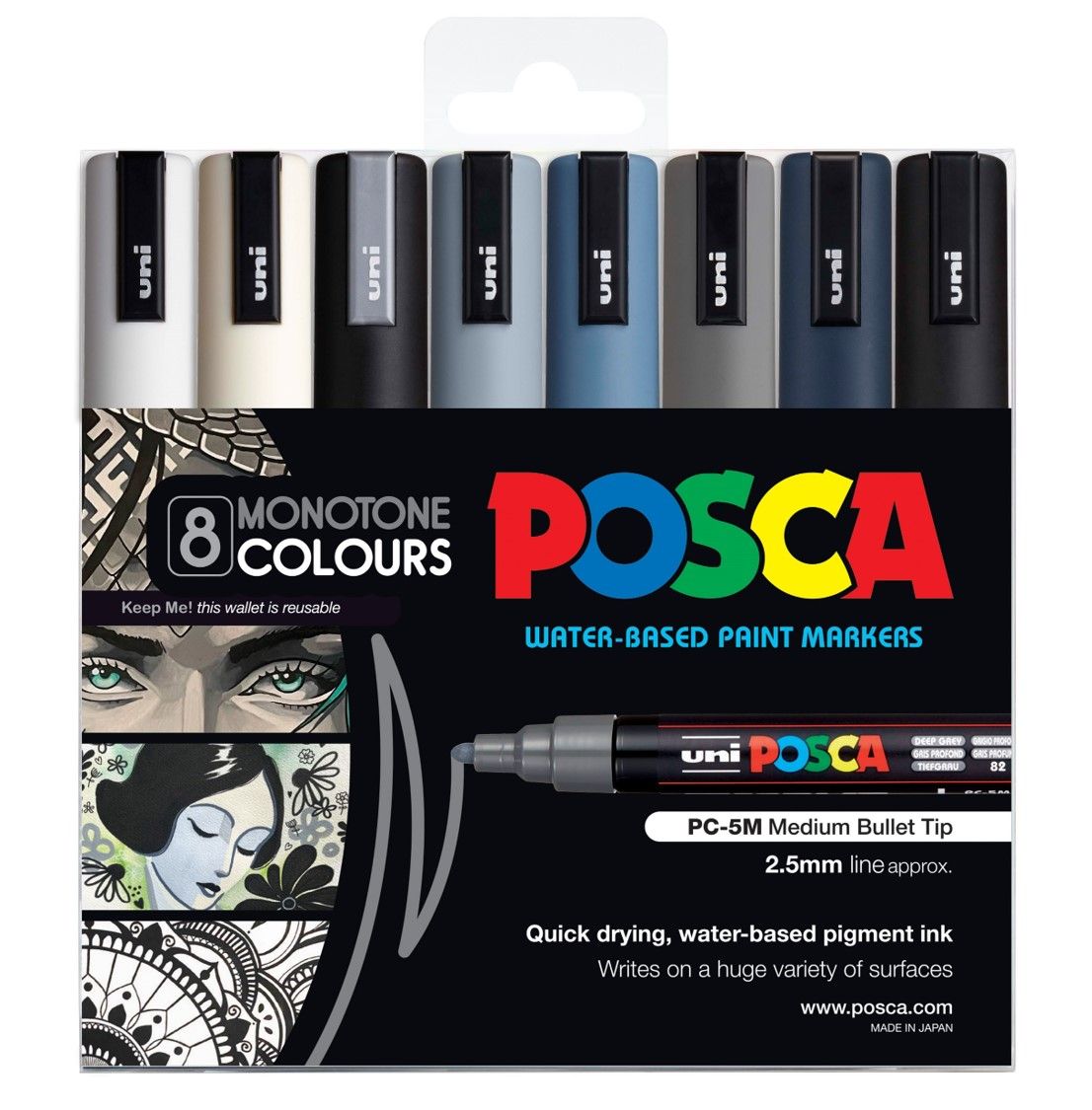 MARKER UNI PC5M MONOTONE COLOURS WLT8