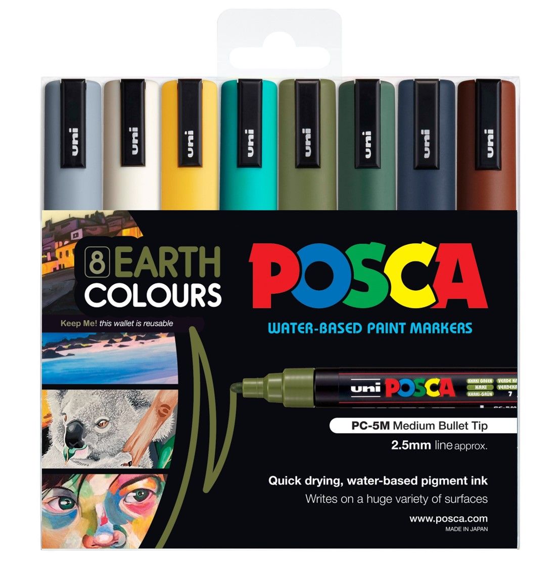 MARKER UNI PC5M EARTH COLOURS WLT8