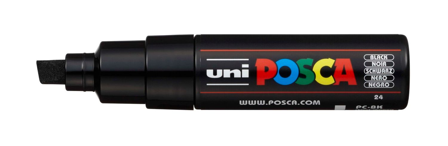 MARKER UNI POSCA PC8K CHISEL TIP BLACK