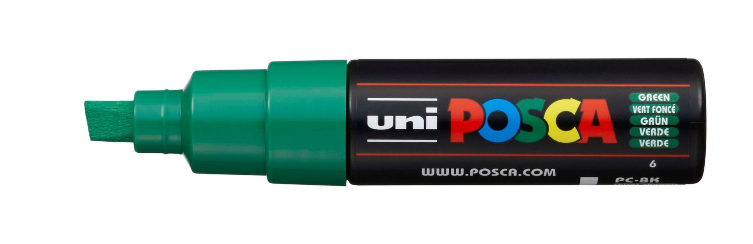 MARKER UNI POSCA PC8K CHISEL TIP GREEN