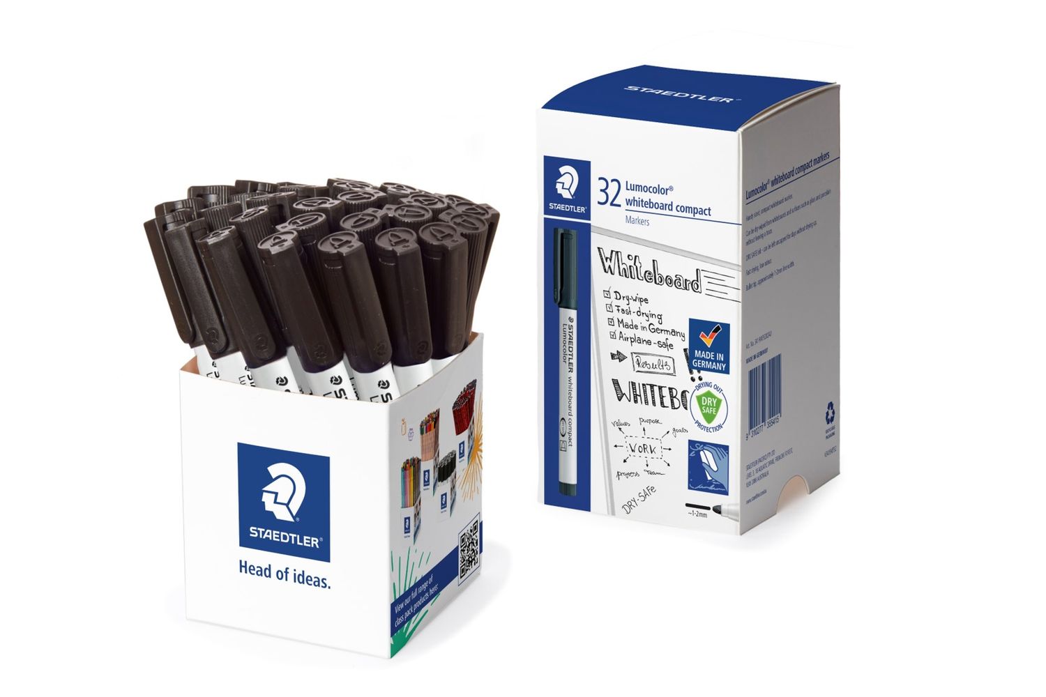 MARKER WHITEBOARD STAEDTLER 341 COMPACT BULLET BLACK CUP OF 32