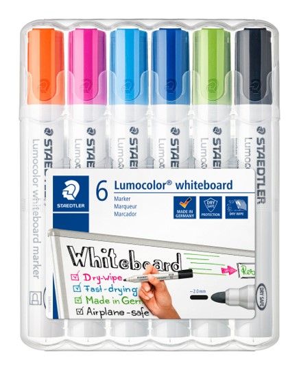 MARKER WHITEBOARD STAEDTLER LUMOCOLOR 351 BULLET ASST BRIGHTS WLT6