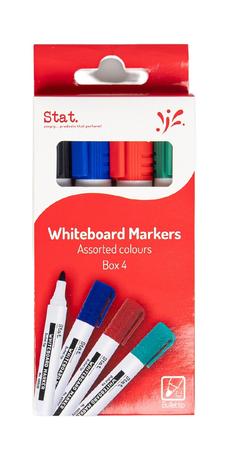 MARKER WHITEBOARD STAT 2.0MM BULLET NIB ASST WLT4