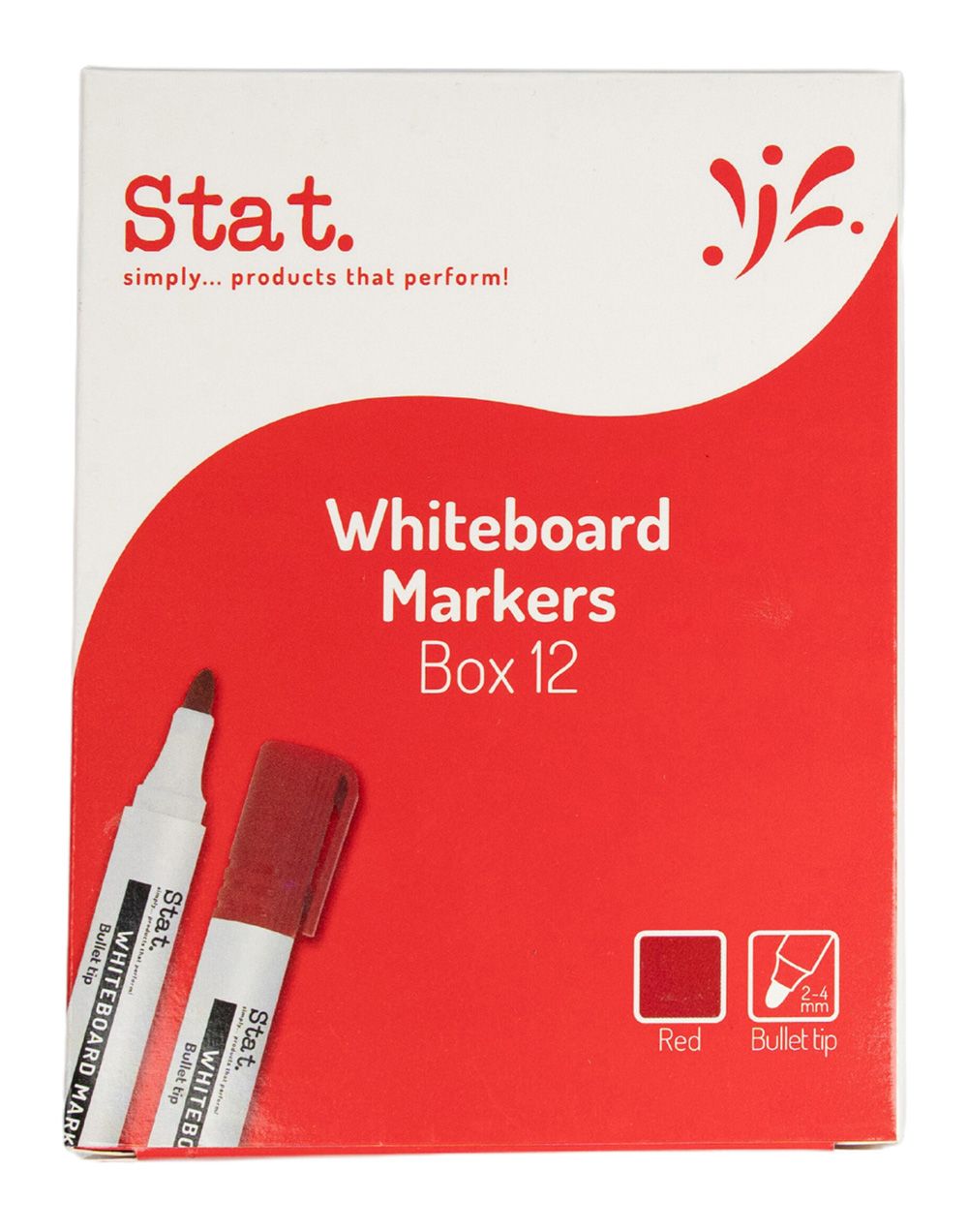 MARKER WHITEBOARD STAT 2.0MM BULLET NIB RED