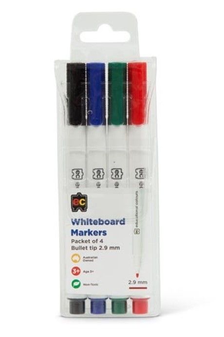 MARKER WHITEBOARD EC THIN SET 4