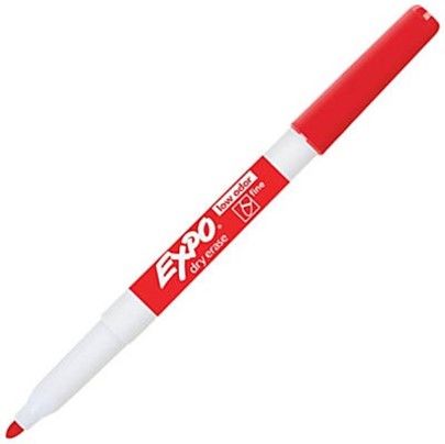 MARKER WHITEBOARD EXPO DRY ERASE FINE BULLET TIP RED BX12