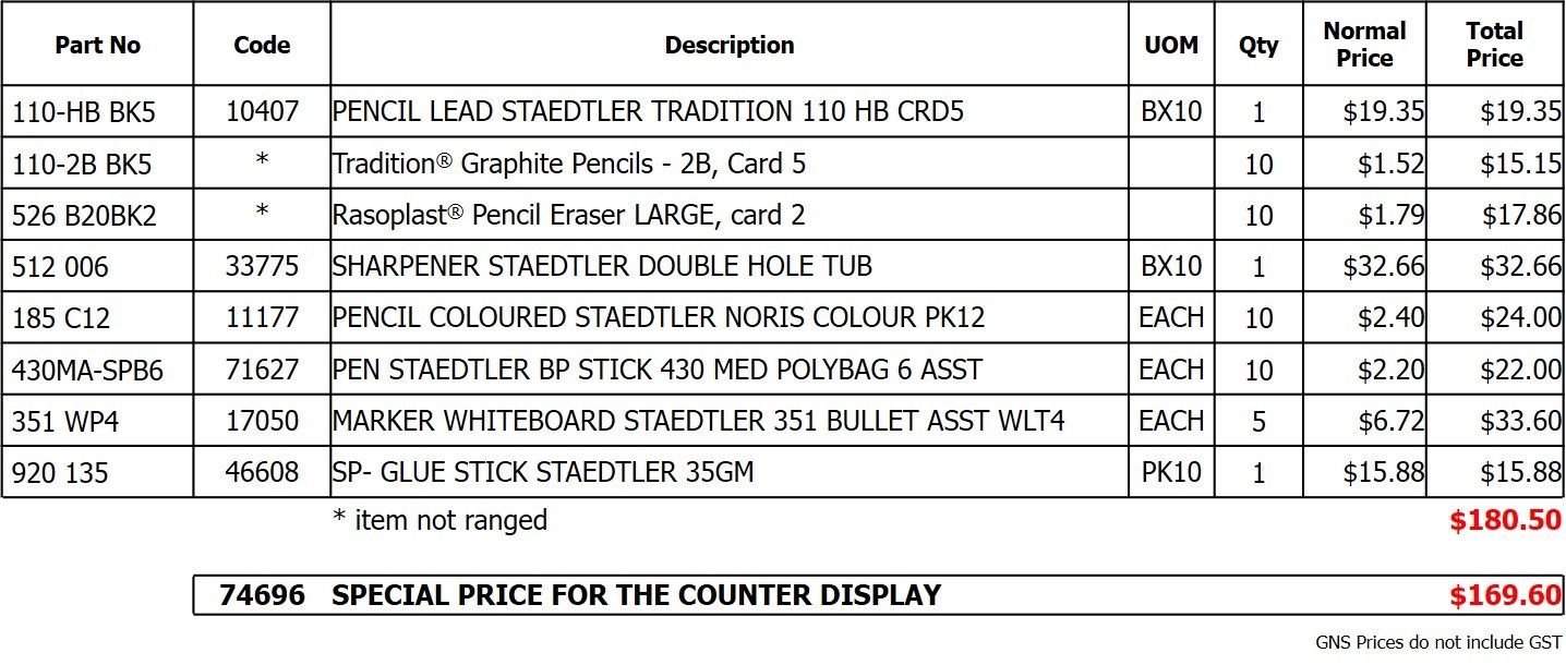 COUNTER DISPLAY STAEDTLER BACK TO SCHOOL