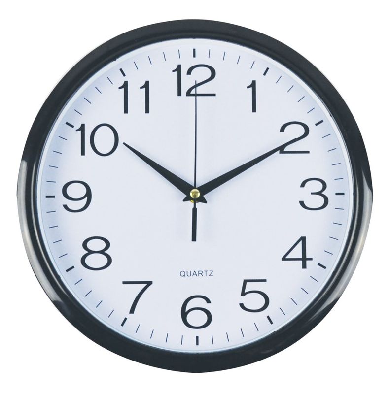 CLOCK ITALPLAST 30CM ROUND BLACK FRAME/WHITE FACE