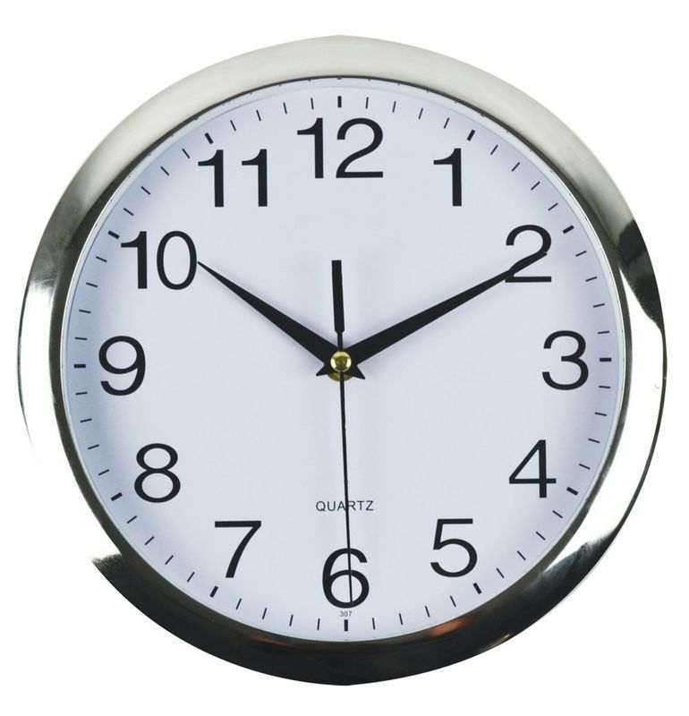 CLOCK ITALPLAST 26CM WALL CHROME FRAME/WHITE FACE