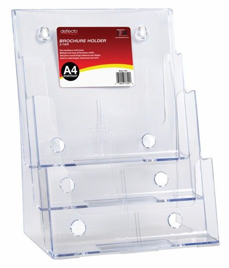 DEFLECT-O BROCHURE HOLDER A4 F/S W/M 3 POCKET 77301