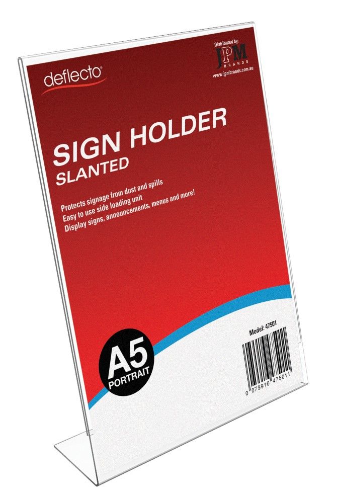 DEFLECT-O SLANTED SINGLE SIDED DOC HOLDER A5 PORTRAIT 47501