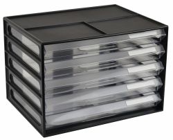 DOCUMENT CABINET ITALPLAST A4 5 DRAWER BLACK