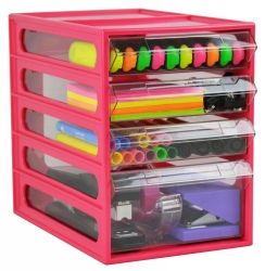 OFFICE ORGANISER ITALPLAST 4 DRAWER WATERMELON
