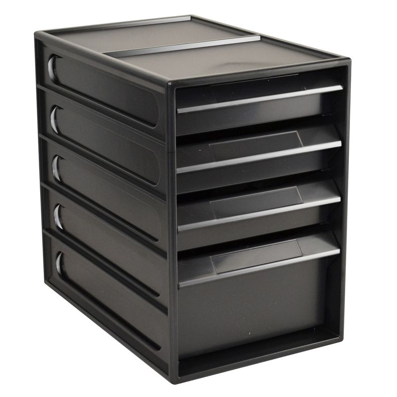 OFFICE ORGANISER ITALPLAST 4 DRAWER GREENR RECYCLED BLACK