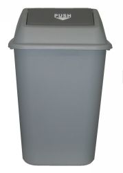 HEAVY DUTY WASTE BIN ITALPLAST 42L WITH SWING TOP LID GREY