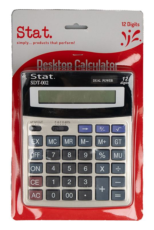 CALCULATOR STAT 12 DIGIT SDT002 MEDIUM DUAL PWR