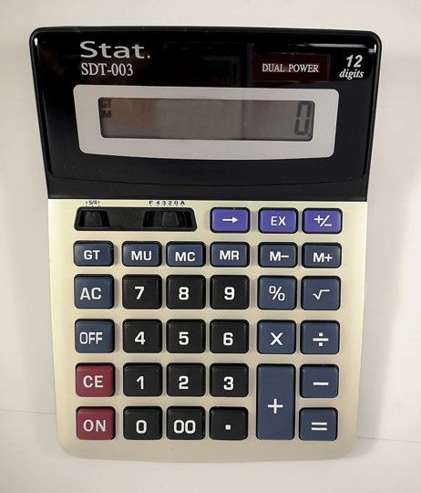 CALCULATOR STAT 12 DIGIT SDT003 LARGE DUAL PWR